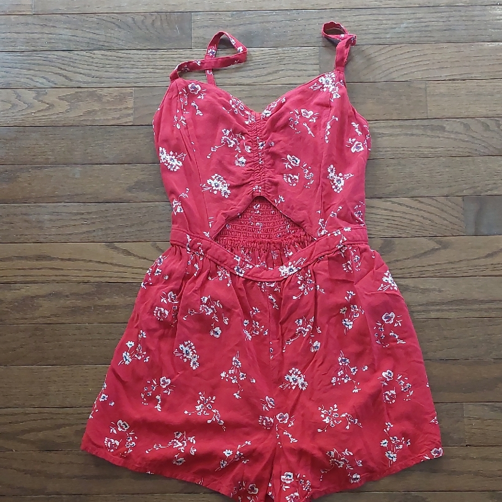 Hollister Red Smock Romper